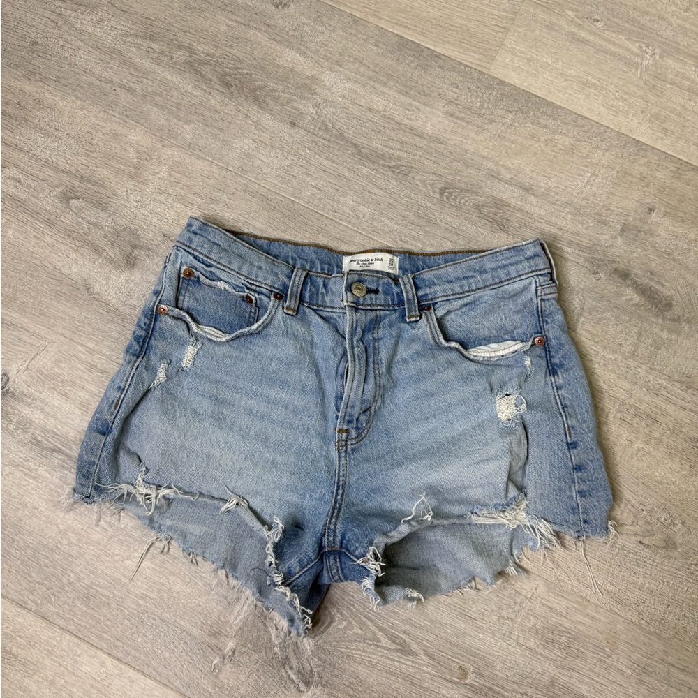Abercrombie & Fitch Light Blue Distressed Jean Shorts